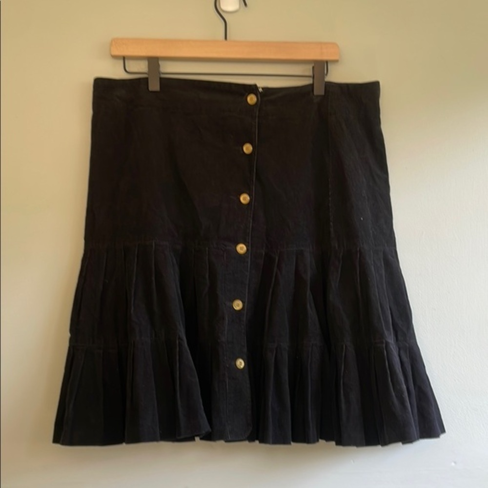 Odille Black A-Line Skirt with Button Detail